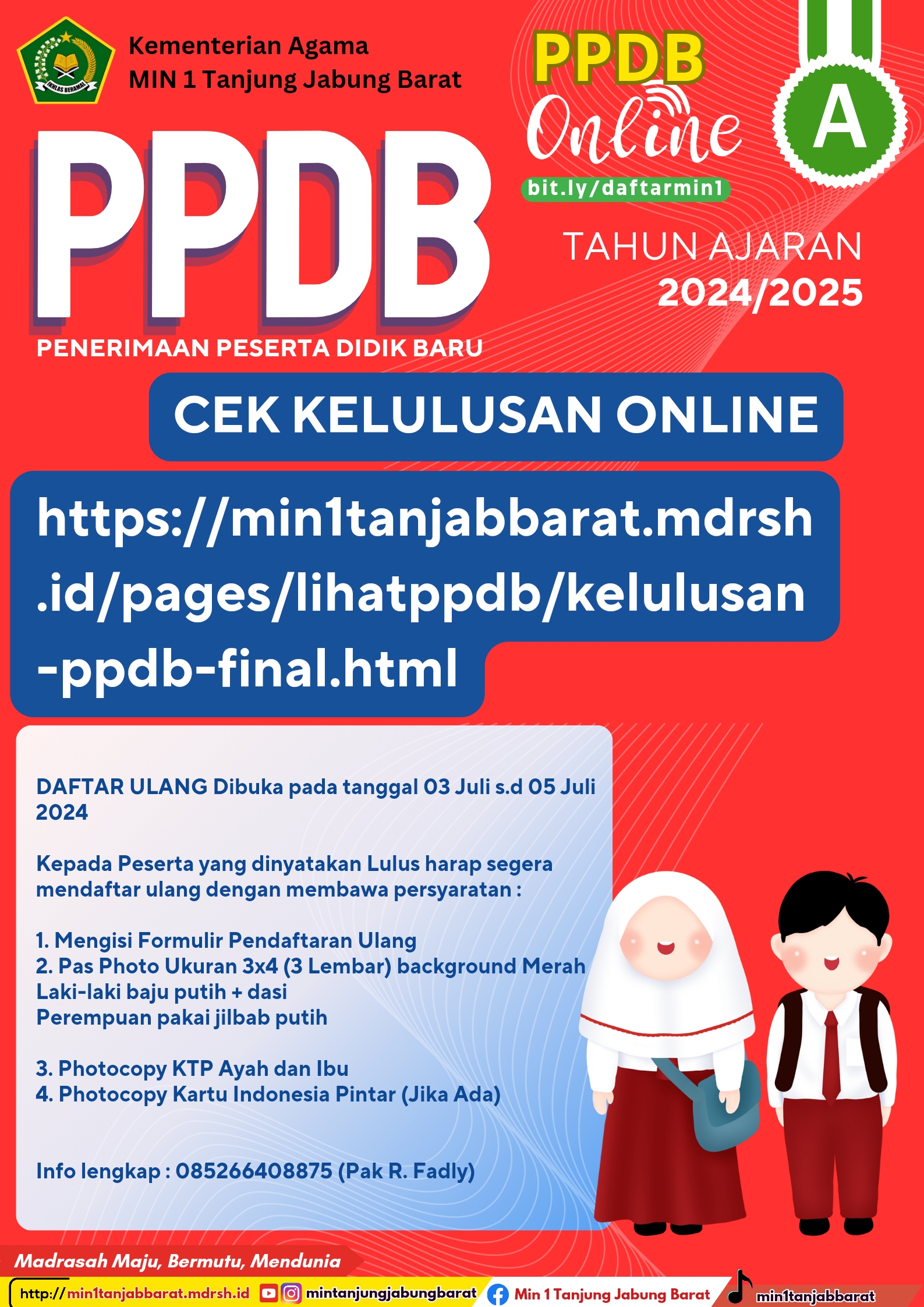 Hampir Seratus Siswa diterima di MIN 1 Tanjung Jabung Barat